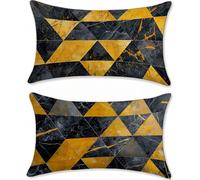 Housse Coussin Exterieur Impermeable Jaune Protege Oreiller 40x60cm Velours Lot de 2 Géométrie Housse Assise Salon de Jardin Coussins Exterieures Imperméable Coussin Canapé Taies d'oreillers u-17720