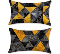 Housse Coussin Exterieur Impermeable Jaune Protege Oreiller 40x60cm Velours Lot de 2 Géométrie Housse Assise Salon de Jardin Coussins Exterieures Imperméable Coussin Canapé Taies d'oreillers u-17644