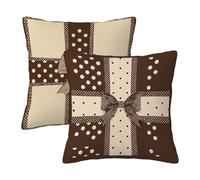 Housse Coussin Exterieur Impermeable Marron Housse de Coussin 60x60 Arc Lot de 2, Taie d Oreiller Salon de Jardin Exterieur, Carré Taie Oreiller Impermeable Lin pour Decoration Maison Cadeau -3089