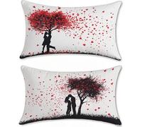 Housse Coussin Exterieur Impermeable Noir Blanc Protege Oreiller 40x80cm Lin Lot de 2 Couple Housse Assise Salon de Jardin Coussins Exterieures Imperméable Coussin Canapé lit Taies d'oreillers u-16004