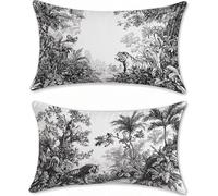 Housse Coussin Exterieur Impermeable Noir Blanc Protege Oreiller 40x80cm Lin Lot de 2 Tigre Housse Assise Salon de Jardin Coussins Exterieures Imperméable Coussin Canapé lit Taies d'oreillers u-16327