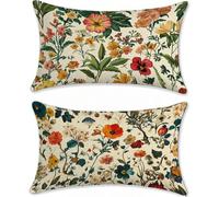 Housse Coussin Exterieur Impermeable Rural Protege Oreiller 40x80cm Lin Lot de 2 Fleur Housse Assise Salon de Jardin Coussins Exterieures Imperméable Gros Coussin Canapé lit Taies d'oreillers u-16897