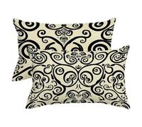 Housse Coussin Exterieur Impermeable, Taie Oreiller 40x60 Lot de 2, Rectangulaire Housse de Coussin Maroc, Lin Taies D'oreillers Beige pour Balcon Jardin Patio Decoration Salon, Cadeau Femme -3056