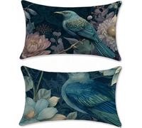 Housse Coussin Exterieur Impermeable Turquoise Protege Oreiller 40x80cm Lin Lot de 2 Oiseau Housse Assise Salon de Jardin Coussins Exterieures Imperméable Coussin Canapé lit Taies d'oreillers u-15833