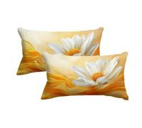 Housse Coussin Exterieur Jaune Lot de 2 Taie Oreiller 40x60 Imperméable Housse de Coussin Marguerite en Lin Imperméable pour Jardin Chaise Décoratifs Taie d'oreiller Extérieur pour Canapé Jardin -8475