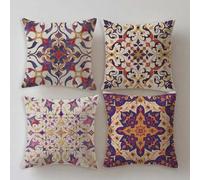 Housse Coussin Exterieur La Couleur Violette Housse Coussin 30x30cm Imperméable Salon de Jardin Exterieur Carré pour Lin Double Sided Printing Taie Oreiller Bohemia Decoration Canapé,Lot de 4 S940
