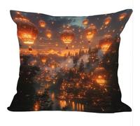 Housse Coussin Exterieur Lot de 2, 35x35cm, Jardin Housse de Coussin Lin Decoratif, Ballon à Air Chaud Starlight, Coussins Decoratif Canape, pour Bureau, Chaise, Salon, Chambre, Cadeaux Femmes ZY5X618