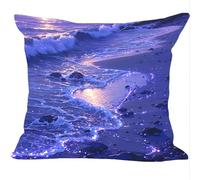 Housse Coussin Exterieur Lot de 2, 40x40cm, Jardin Housse de Coussin Lin Decoratif, Coucher De Soleil sur Les Vagues, Coussins Decoratif Canape, pour Bureau, Chaise, Salon, Cadeaux Femmes ZY5X-231