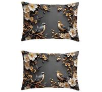 Housse Coussin Exterieur Noir Housse de Coussin 50x60cm Rectangulaire Lin Impermeable Taie Oreiller Double Sided Printing Orange Decoration Maison Pillow Case pour Automne Patio Jardin Cadeau l-m385