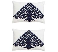 Housse Coussin Exterieur Noir Housse de Coussin 60x80cm Rectangulaire Lin Impermeable Taie Oreiller Double Sided Printing Bleu Marine Decoration Maison Pillow Case pour Automne Patio Cadeau l-m388
