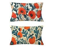 Housse Coussin Fleur Housse Coussin Automne 30x50cm Lot de 2 Taie Oreiller Beige Coussins de Jardin Velours Oreiller Double Sided Printing pour Balcon Salon Chambre Hiver Halloween Décoration md-333