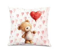 Housse Coussin Journée des Amoureux des Ours Mignons Taie d'oreiller | 2Pcs Housses Coussin Lavable Respirant Taie Oreiller Pour Extérieure Chambre Été