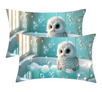 Housse Coussin La Chouette Lot de 2 Oreillers Rectangulaires 50x100 cm- Velours Taie D'oreiller, Décoration D'intérieur et D'extérieur - pour Maison Bureau Fauteuil avec Fermeture Invisible J-720