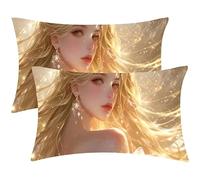Housse Coussin La déesse Taie D'oreiller 30 x 60 Velours Oreillers Lot de 2 Housses Coussin, Taies de Coussins Rectangulaires Coussins Extérieur, Decor pour Maison Salon Chambre à Coucher K-811