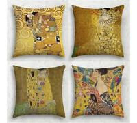 Housse Coussin Lot de 4 30x30 cm,Femme de Klimt Housse de Coussin Velours Taie d'oreiller avec Fermeture éClair Invisible Housse Coussin pour Canapé Lit Salon Chambre Maison(Célèbre Baiser)