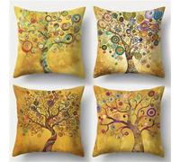Housse Coussin Lot de 4 60x60 cm,Arbre de la Vie Housse de Coussin Velours Taie d'oreiller avec Fermeture éClair Invisible Housse Coussin pour Canapé Lit Salon Chambre Maison(Abstrait)