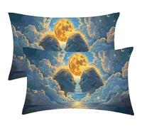 Housse Coussin Lune déesse Taie D'oreiller 25 x 50 Lin Oreillers Lot de 2 Housses Coussin, Taies de Coussins Rectangulaires Coussins Extérieur, Decor pour Maison Salon Chambre à Coucher K-1014