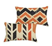 Housse Coussin Orange 40x70 cm Grande Coussin Exterieur Impermeable Lin Taie Oreiller avec Fermeture à Glissière Invisible, Lot de 2 Noir Cushion Covers Décoratifs de pour Jardin Patio Balcon 1B-53