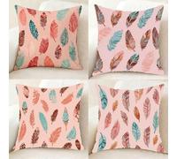 Housse Coussin Rose Coussin Canape 60x60 cm Lot de 4, Super Doux Taie Oreiller Graphique Taies d'Oreillers Double Face à Motif avec Fermeture Eclair Caché pour Decoration Maison, Cadeau -bby250115B