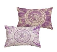 Housse Coussin Violet 40x70 cm Grande Coussin Exterieur Impermeable Lin Taie Oreiller avec Fermeture à Glissière Invisible, Lot de 2 Mandala Cushion Covers Décoratifs de pour Jardin Patio Balcon 1B-80