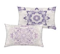 Housse Coussin Violet 50x70 cm Grande Coussin Exterieur Impermeable Velours Taie Oreiller avec Fermeture à Glissière Invisible, Lot de 2 Mandala Cushion Covers Décoratifs de pour Jardin Patio 1B-485