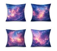 Housse Coussin Violet, Nuage Housse Coussin Canape 50x50cm Lot de 4, Carrée Sofa Taie Oreiller, Taie d'oreiller Doux avec Fermeture éClair Invisible, pour Hiver, Canape, Sofa Bed, Cadeau Deco, Q-7455