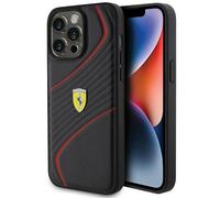 Housse Couverture Étui iPhone 15 Pro Max Ferrari Cuir Synthétique Noir Rouge