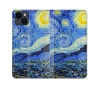 Housse Cuir Portefeuille Pour Iphone 15 (6,1) Peinture La Nuit Étoilée