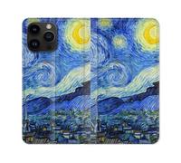 Housse Cuir Portefeuille Pour Iphone 15 Pro Plus (6,7) Peinture La Nuit Étoilée