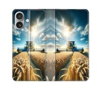 Housse Cuir Portefeuille Pour Iphone 16 Agriculture Moissonneuse Blé