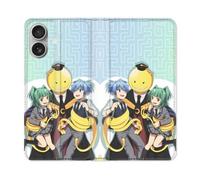 Housse Cuir Portefeuille Pour Iphone 16 Manga Assassination Classroom Kuro Trio
