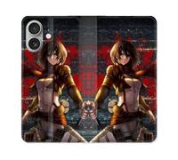 Housse Cuir Portefeuille Pour Iphone 16 Manga Attaque Titans Mikasa