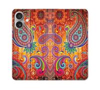 Housse Cuir Portefeuille Pour Iphone 16 Plus Fleur Psychedelic