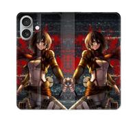 Housse Cuir Portefeuille Pour Iphone 16 Plus Manga Attaque Titans Mikasa