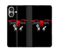 Housse Cuir Portefeuille Pour Iphone 16 Plus Manga Death Note Noir