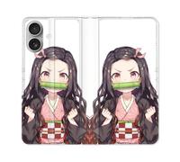 Housse Cuir Portefeuille Pour Iphone 16 Plus Manga Demon Slayer Nezuko