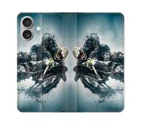Housse Cuir Portefeuille Pour Iphone 16 Plus Moto Cross Ombre