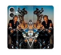Housse Cuir Portefeuille Pour Iphone 16 Plus Musique Johnny Hallyday Moto
