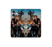 Housse Cuir Portefeuille Pour Iphone 16 Plus Musique Johnny Hallyday Moto