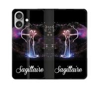 Housse Cuir Portefeuille Pour Iphone 16 Plus Signe Zodiaque 2 Sagittaire