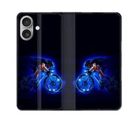 Housse Cuir Portefeuille Pour Iphone 16 Plus Sport Cyclisme Bleu