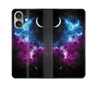 Housse Cuir Portefeuille Pour Iphone 16 Plus Univers Bleu Violet