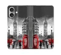 Housse Cuir Portefeuille Pour Iphone 16 Plus Voyage Angleterre Londres Vintage