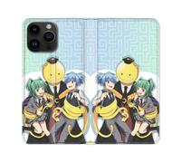 Housse Cuir Portefeuille Pour Iphone 16 Pro Manga Assassination Classroom Kuro Trio