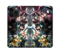 Housse Cuir Portefeuille Pour Iphone 16 Pro Manga Demon Slayer Groupe