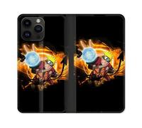 Housse Cuir Portefeuille Pour Iphone 16 Pro Manga Naruto Noir