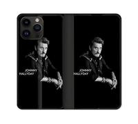 Housse Cuir Portefeuille Pour Iphone 16 Pro Musique Johnny Hallyday Noir