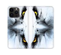 Housse Cuir Portefeuille Pour Iphone 16 Pro Plus Animal Aigle Royal Blanc