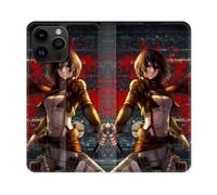 Housse Cuir Portefeuille Pour Iphone 16 Pro Plus Manga Attaque Titans Mikasa