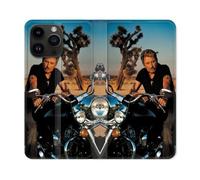 Housse Cuir Portefeuille Pour Iphone 16 Pro Plus Musique Johnny Hallyday Moto